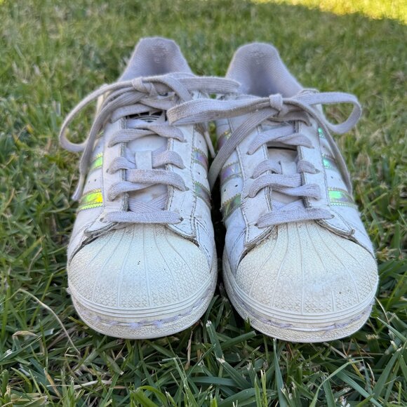 Adidas Superstar Iridescent Stripe Low Top Lace Up Big Kid 5US - Picture 5 of 12